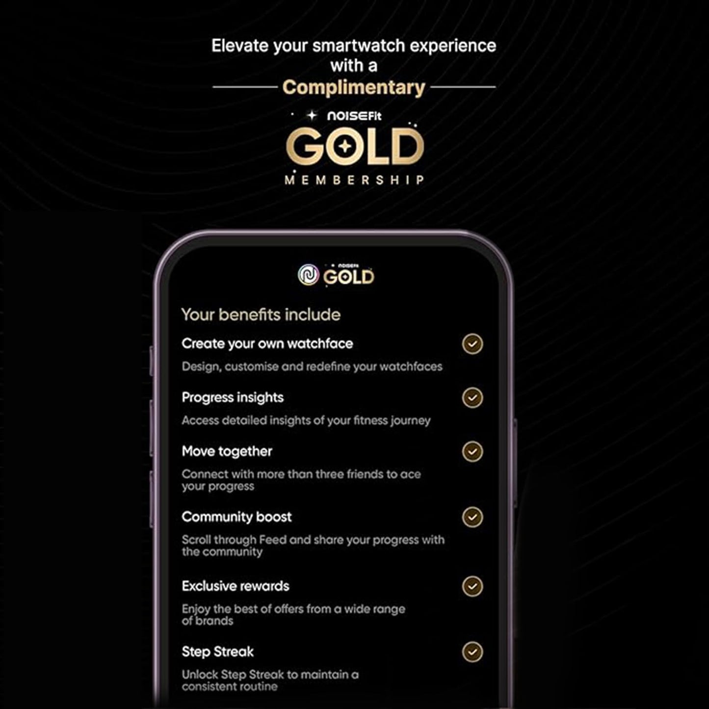 Noise Colorfit Pro 5 Smart Watch 1.85" AMOLED Display, BT Calling, New DIY Watch Faces, Smart Dock Design, Emergency SOS Tech, Emoji Support, 5X Faster Data Transfer, Instacharge?? (Starlight Gold)