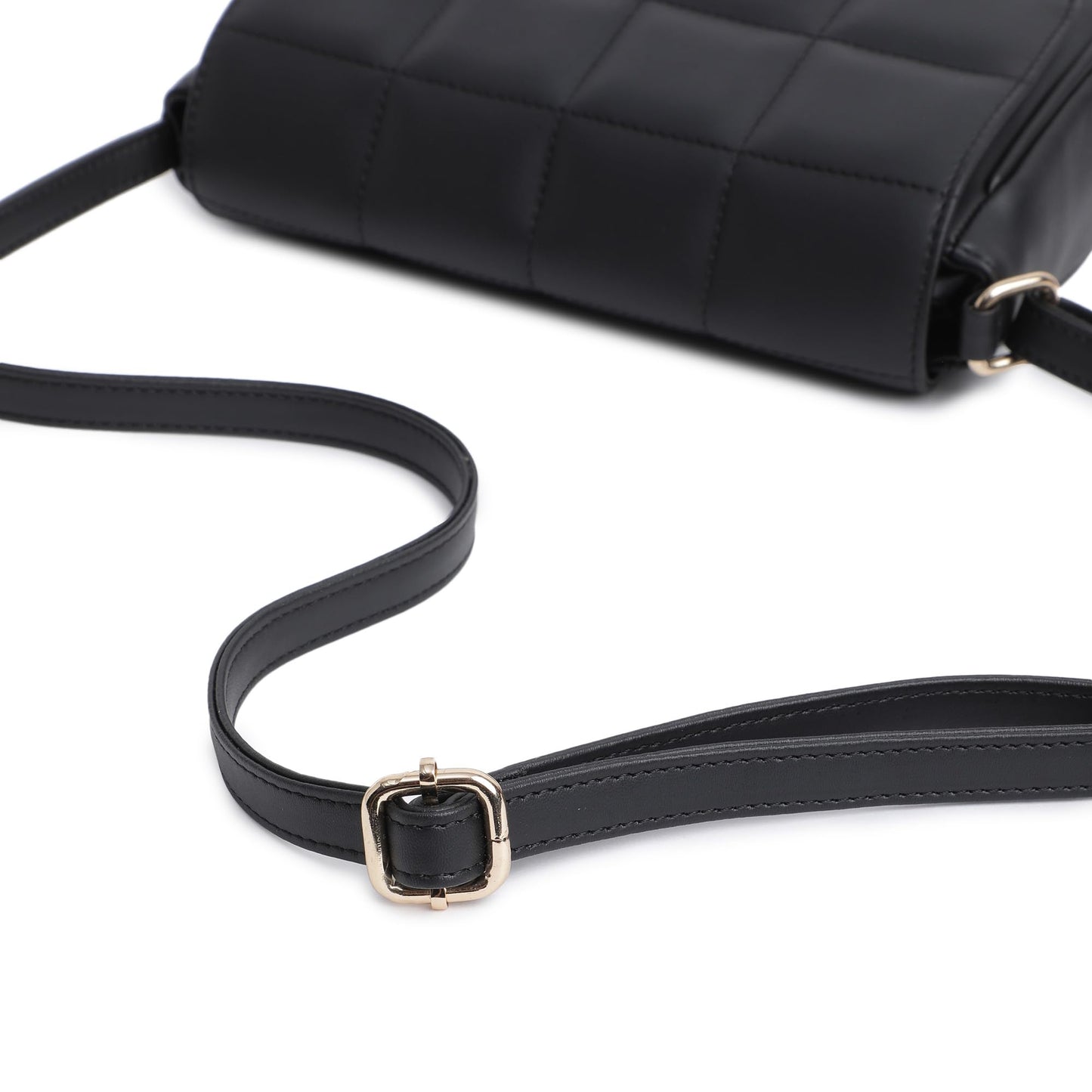 Fastrack Quilted Sling Bag for Women | Chic Crossbody Bag for Girls, Ladies, Women | Spacious Bag with Slip Pocket Made of Faux Leather (Black)