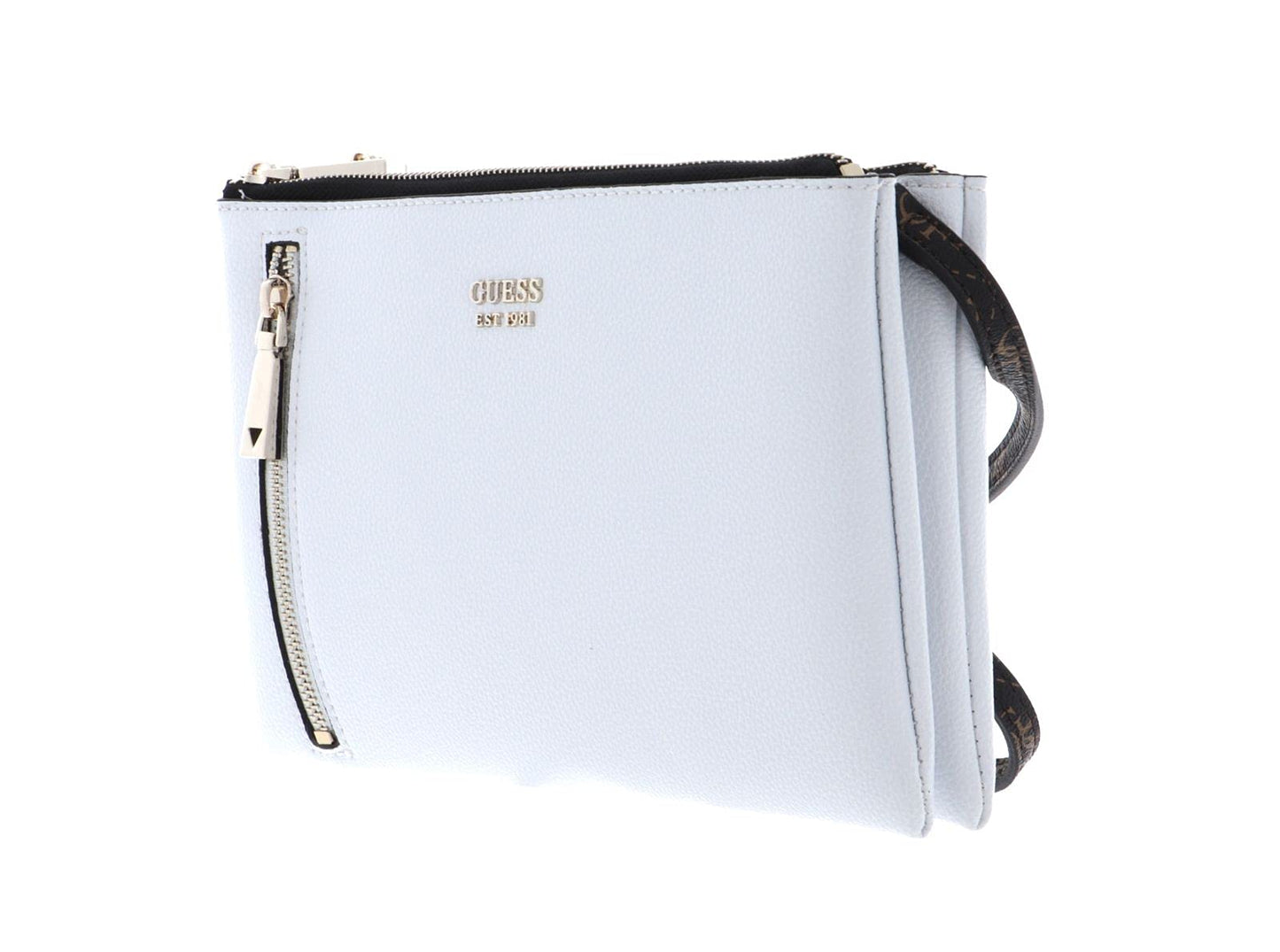 GUESS womens Naya Double Zip Crossbody, Brown, One Size US