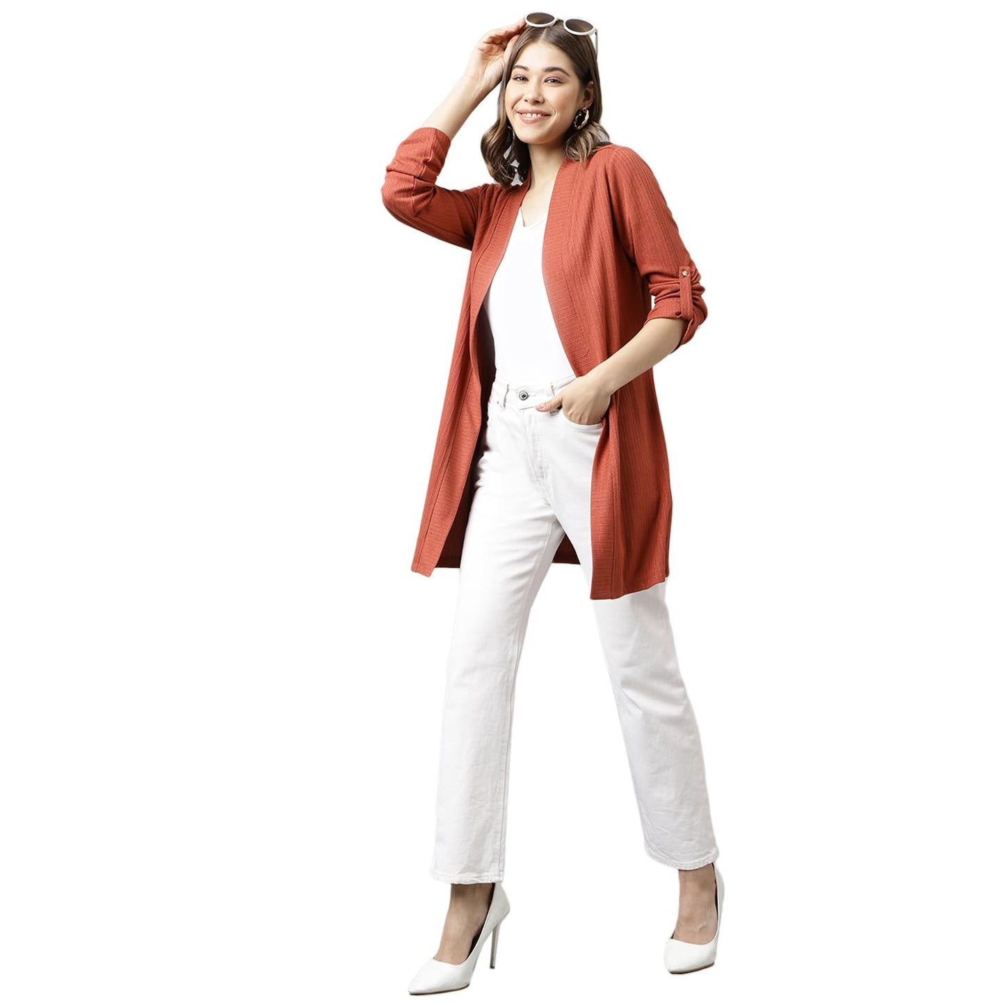 Latin Quarters Women Rust Viscose Rayon Shrug