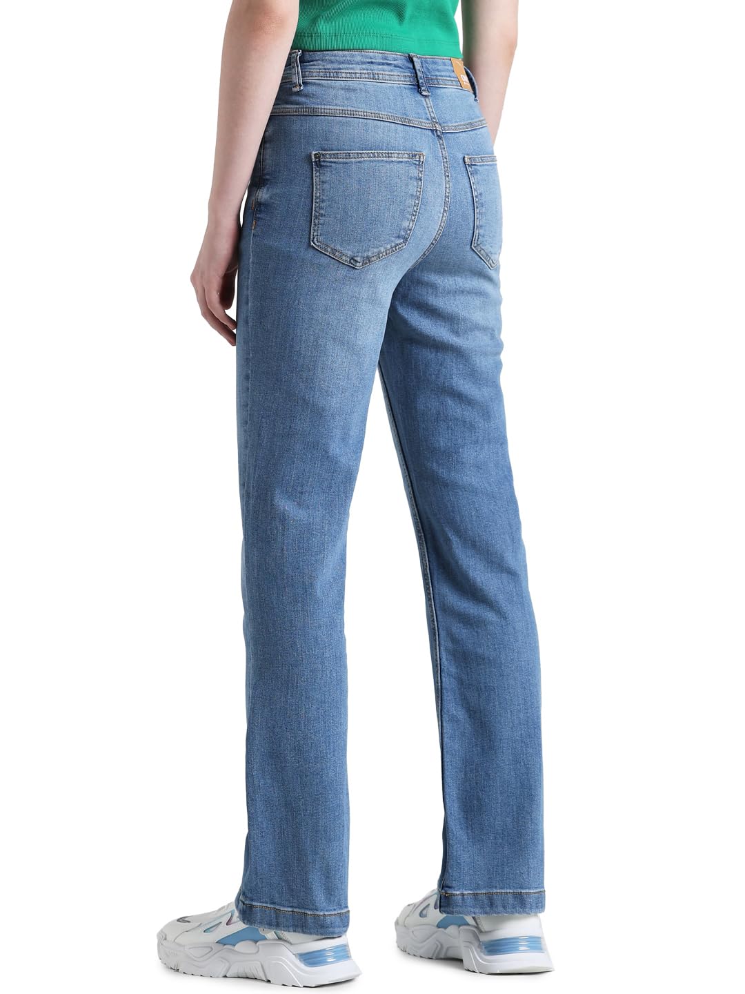 ONLY Women Solid Cotton Flared Fit High Rise Blue Jeans