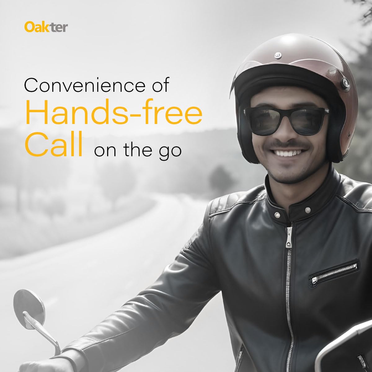 OAKTER Smart Glasses with Wireless Bluetooth | Hands-Free Calling | Open Ear Music | Sport Headset | Intelligent Eyewear | Connect with Your Mobile/Tablet | Black