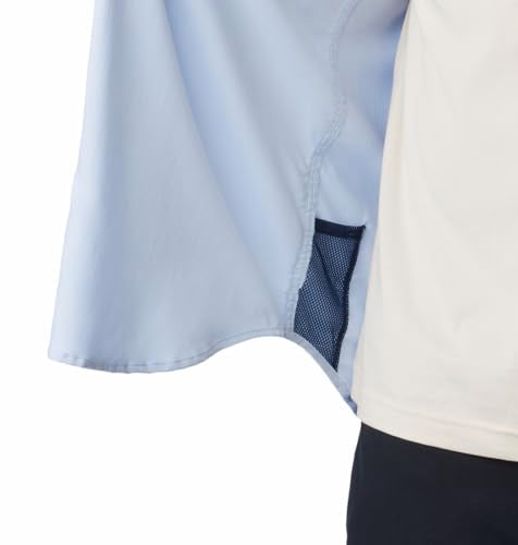 Columbia Men Navy Blue Omni Wick Silver Ridge Utility Lite Long Sleeve Hiking | Trekking | Camping | Safari Shirt, L