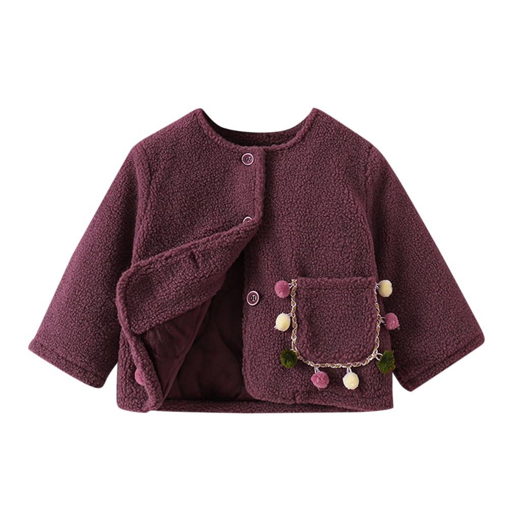 Hopscotch Girls Polyester Waist Length Jackets in Purple Color For Ages 5.5-6 Years