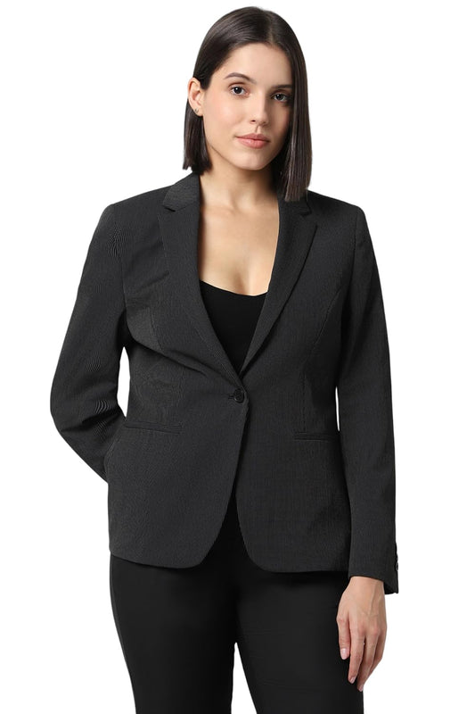 Van Hesuen Women's Formal Regular Blazer (VWBZCRGBW85859_Black