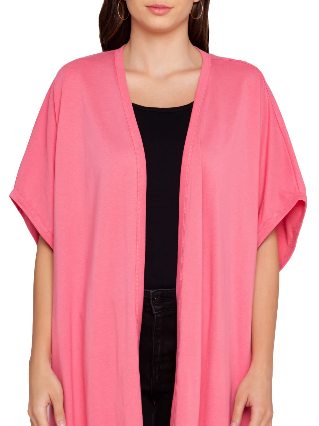 Zink London Pink Solid Women's Shrug