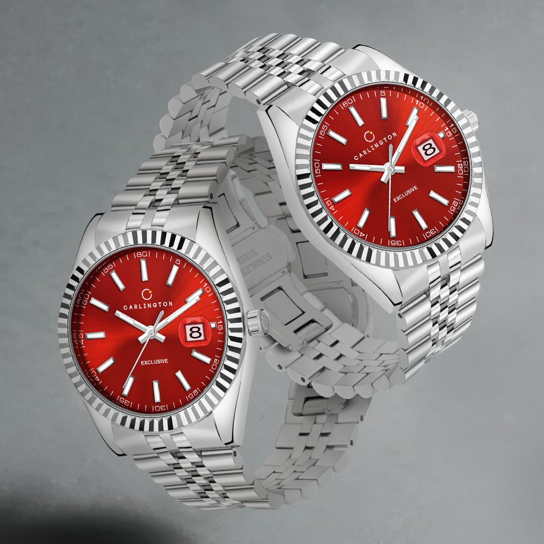 Carlington Analog Men's Watch with Stainless Steel Chain Strap, Multi-Color Dial Options, Premium Gift Watch for Men – Stylish Casual & Formal Wrist Watch - CT 8811