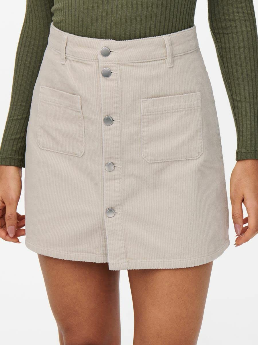 ONLY Women Solid Regular Fit Casual Beige Straight Skirt
