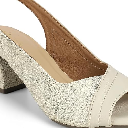tresmode FLAR Cream Women's Dress Block Heel Sandals in Size 8 UK / 41 EU