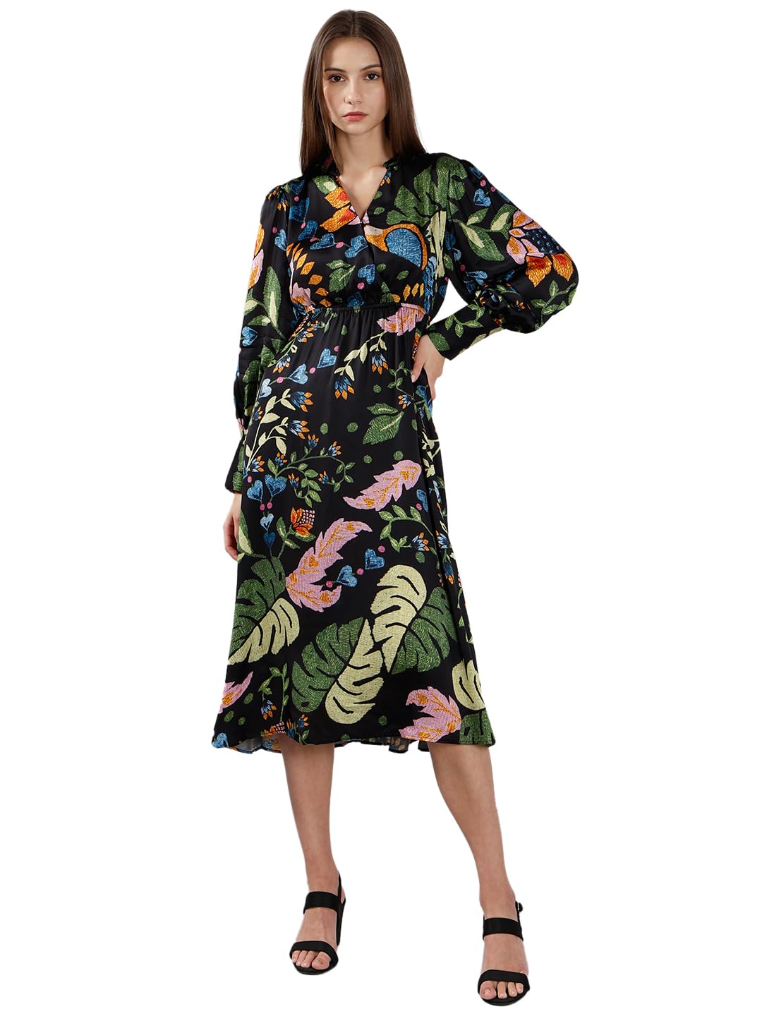 VERO MODA Women's Polyester Fit and Flare Maxi Dress