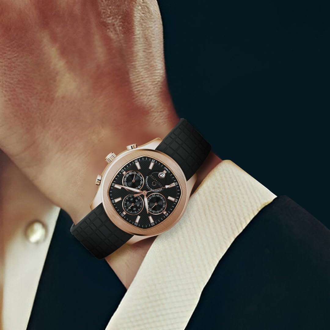 Carlington Legacy Series Analog Wrist Watches with Chronograph & Silicone Strap for Men - CT 9999