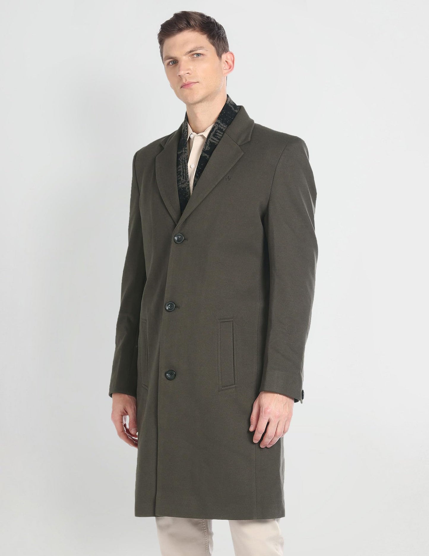 Arrow Men's Polyester Trench Standard Length Coat (ASAGJK4788_Olive, 2XL