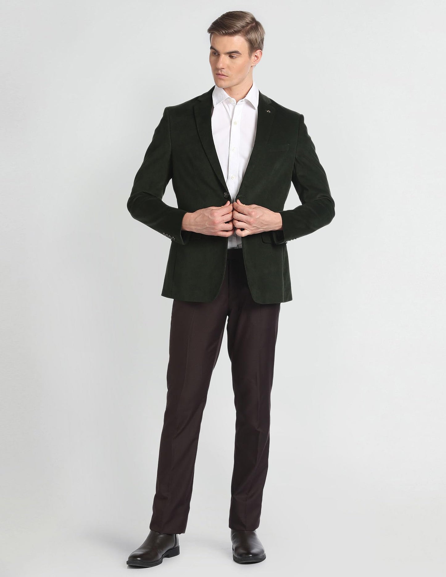 Arrow Men's Single Breasted Slim Blazer (ARAGBZ5027_Olive