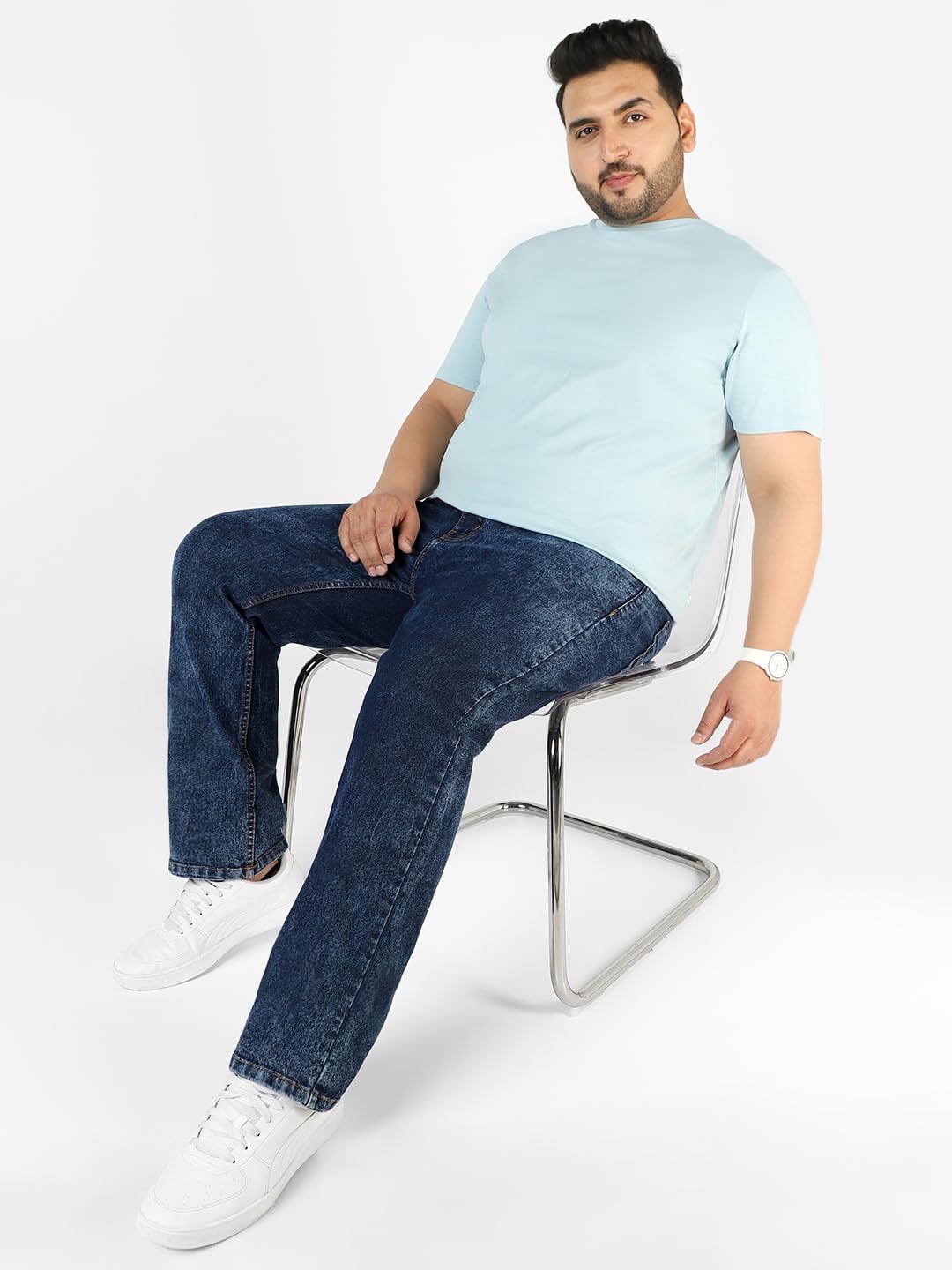 Urbano Plus Men's Dark Blue Regular Fit Washed Jeans Stretchable (plusavtowlregp-dblue-38)