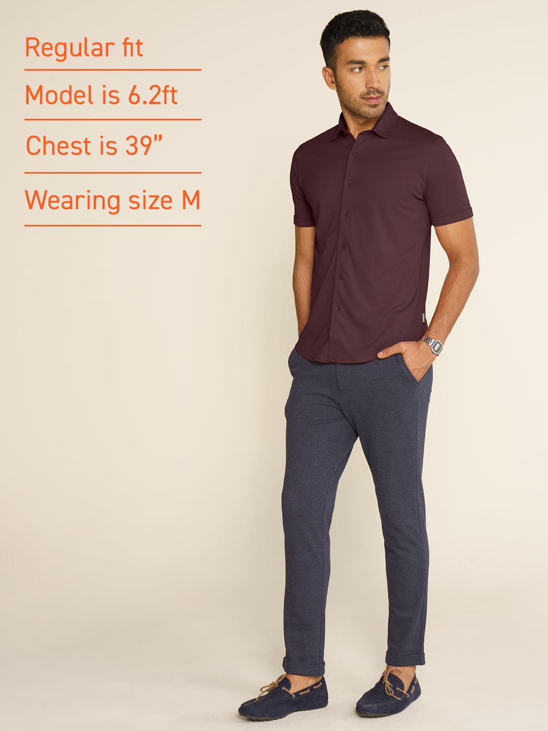 DAMENSCH Constant Cotton Thermoregulating Pique Half Shirt - Loyal Maroon - L