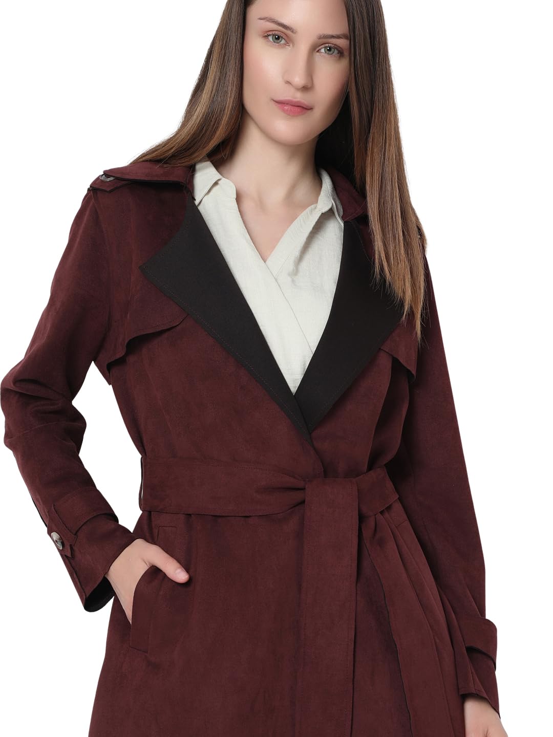 VERO MODA Women's Regular Fit Brown Coat
