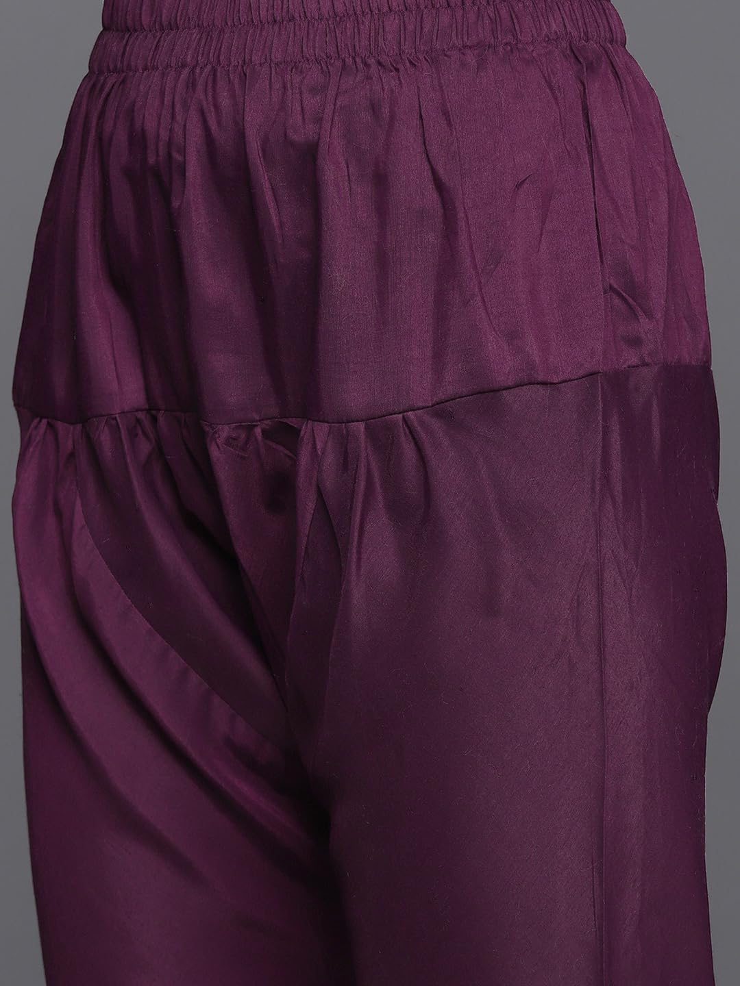 Libas Purple Yoke Design Silk Blend Anarkali Kurta With Churidar & Dupatta