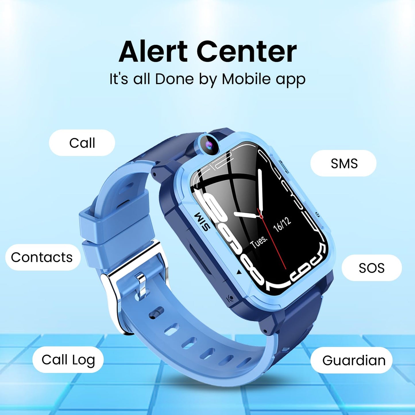 PunnkFunnk Newly Launched Safeguard 5G/4G Kids Smart Watch with SIM Calling, GPS Tracker, Video Call, SOS Alerts, Face Unlock, Games, IP67, 800mAh Battery, Voice Chat, Live Location(Blue)