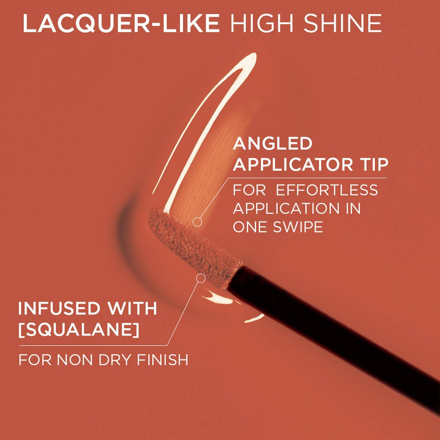 L'Oréal Paris Infallible Laque Resistance Lacquer-Like Shine Finish. 16H longwear lacquer lipstick. High-impact color, zero transfer - 225 Rouge Confidence, 4ml