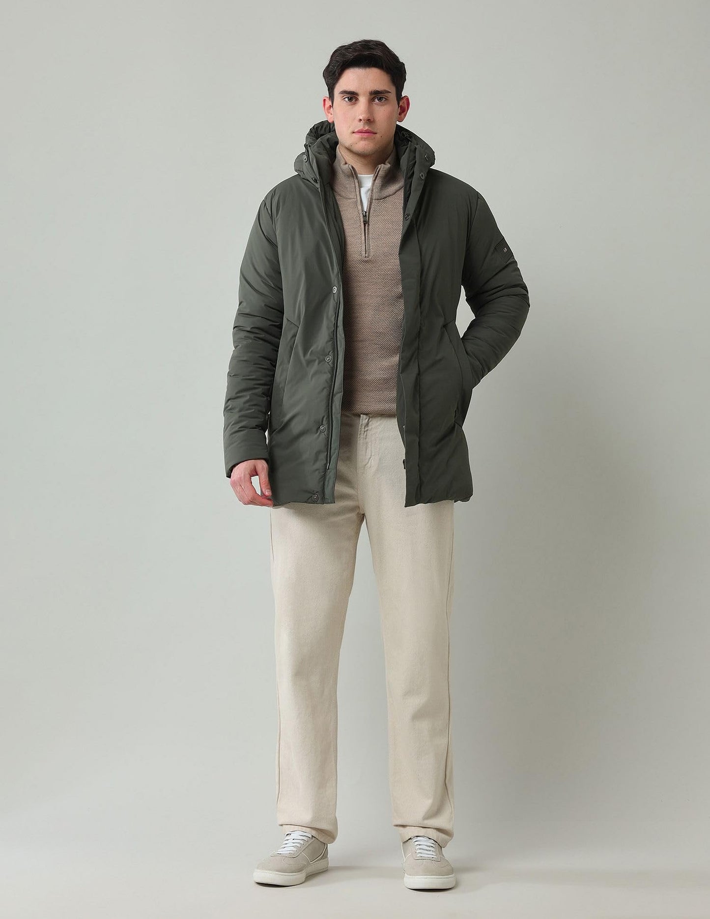 Arrow Sports Men's A-Line Coat (ASAIJK4811_Olive