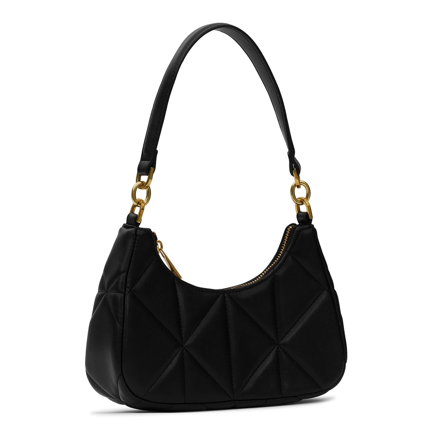 Miraggio Koko Solid Quilted Shoulder Black Bag For Women With Adjustable & Detachable Crossbody/Sling Strap