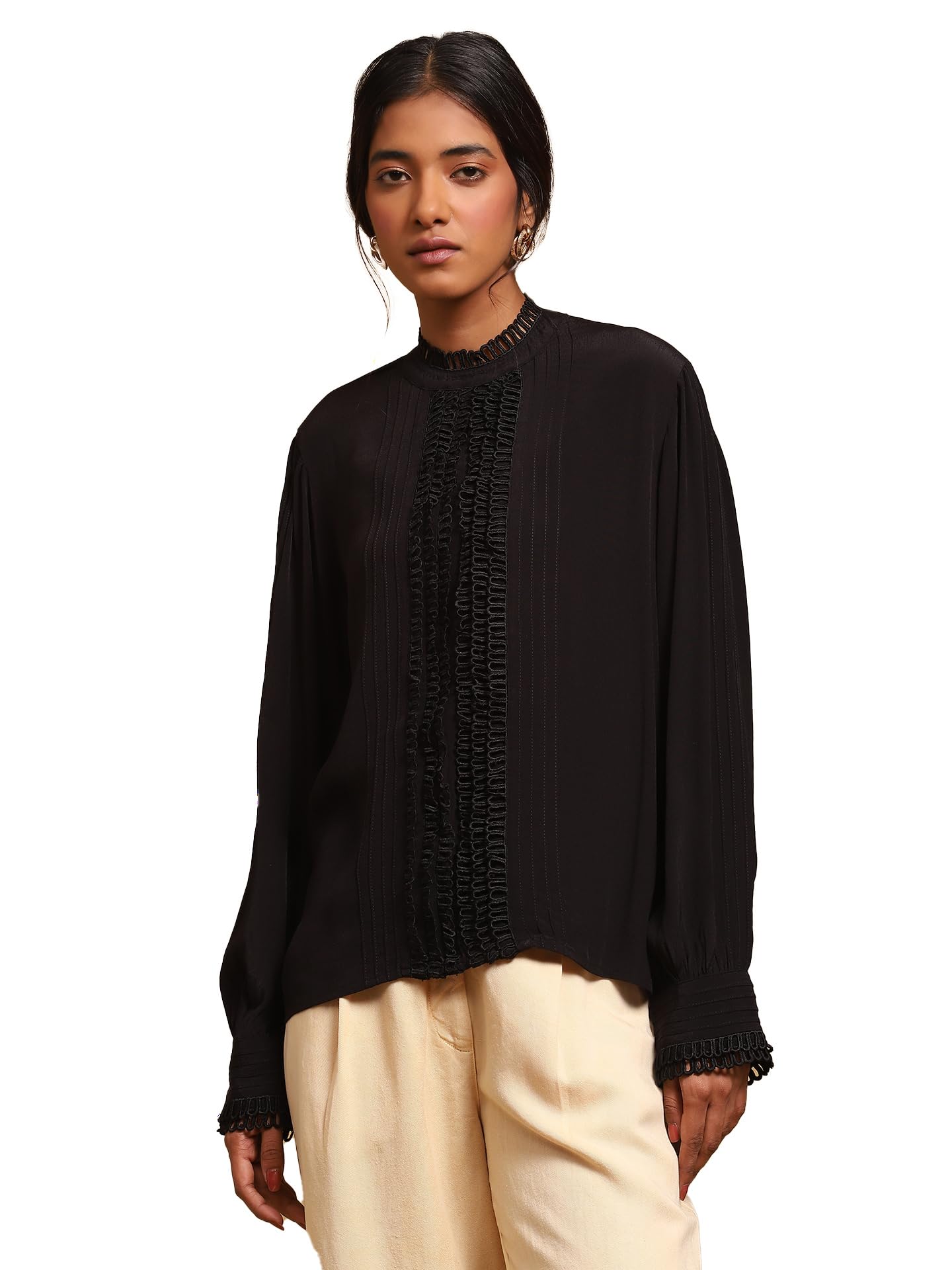 Ritu Kumar Black Full Sleeves Solid Shirt