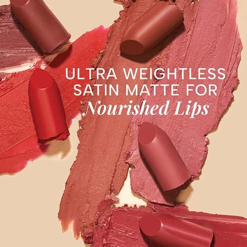 RAS Luxury Oils Lumiere Satin Matte Lipstick | 8-Hr long stay Creamy Matte, Non-Drying, Lightweight & Pigmented | Natural infusion of Argan & Avocado | Vegan, Cruelty-Free (Riviera Red)