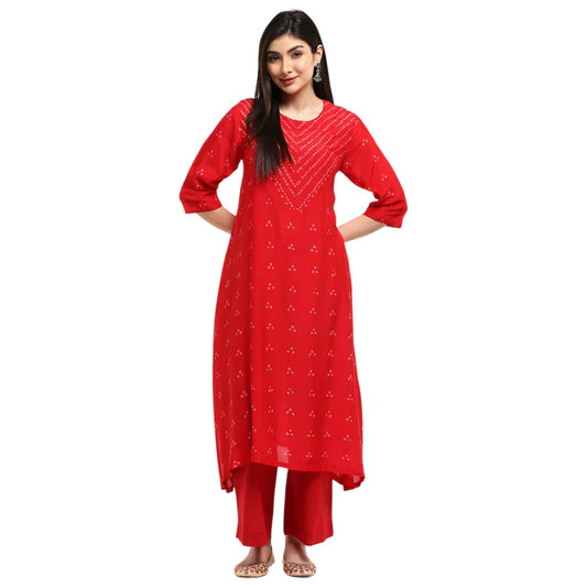 Biba Women's Shantoon Kurta Set (SKDBNDJ9983AW24RED_Red