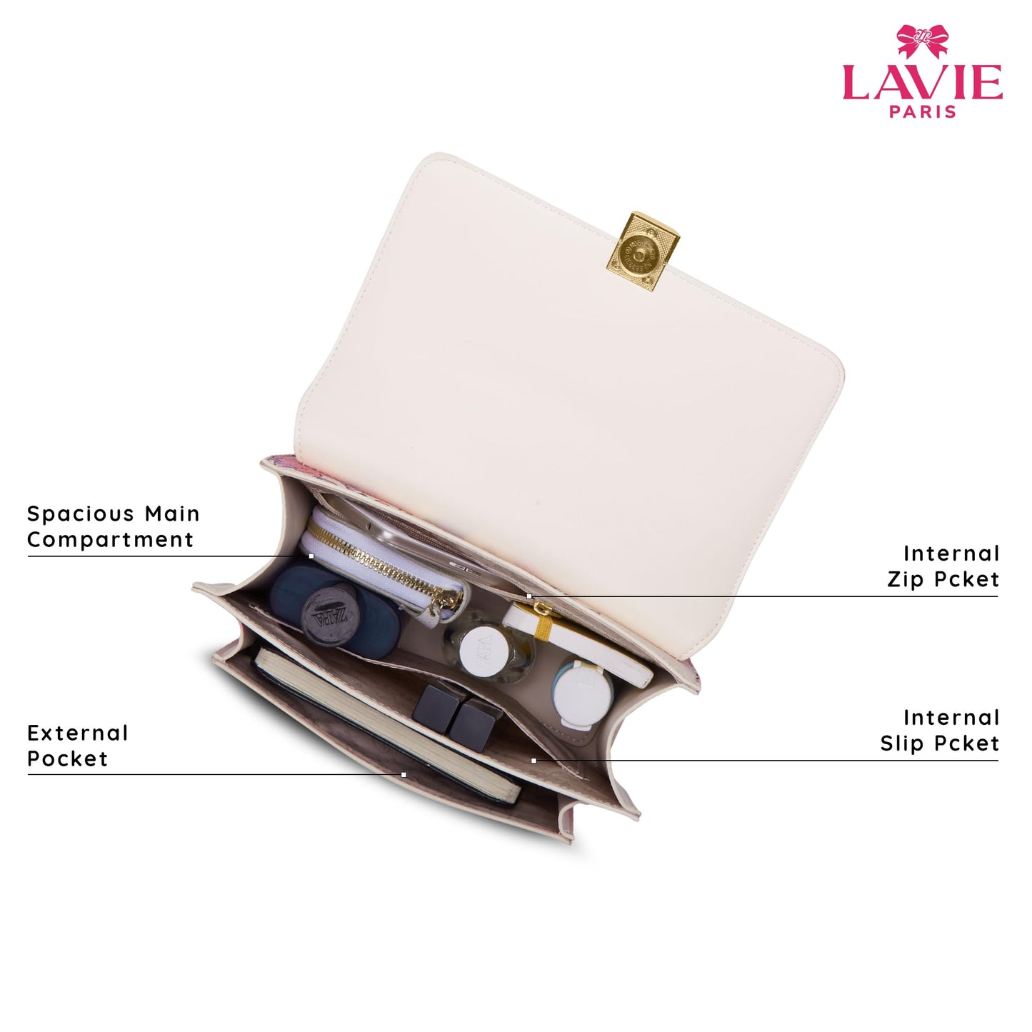 LAVIE PARIS Women's Fluer Medium Flap Crossbody Sling Bag | Ladies Purse Handbag | Gift for Women