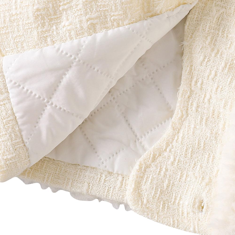 Hopscotch Girls Polyester Waist Length Jackets in Off-White Color For Ages 4-5 Years