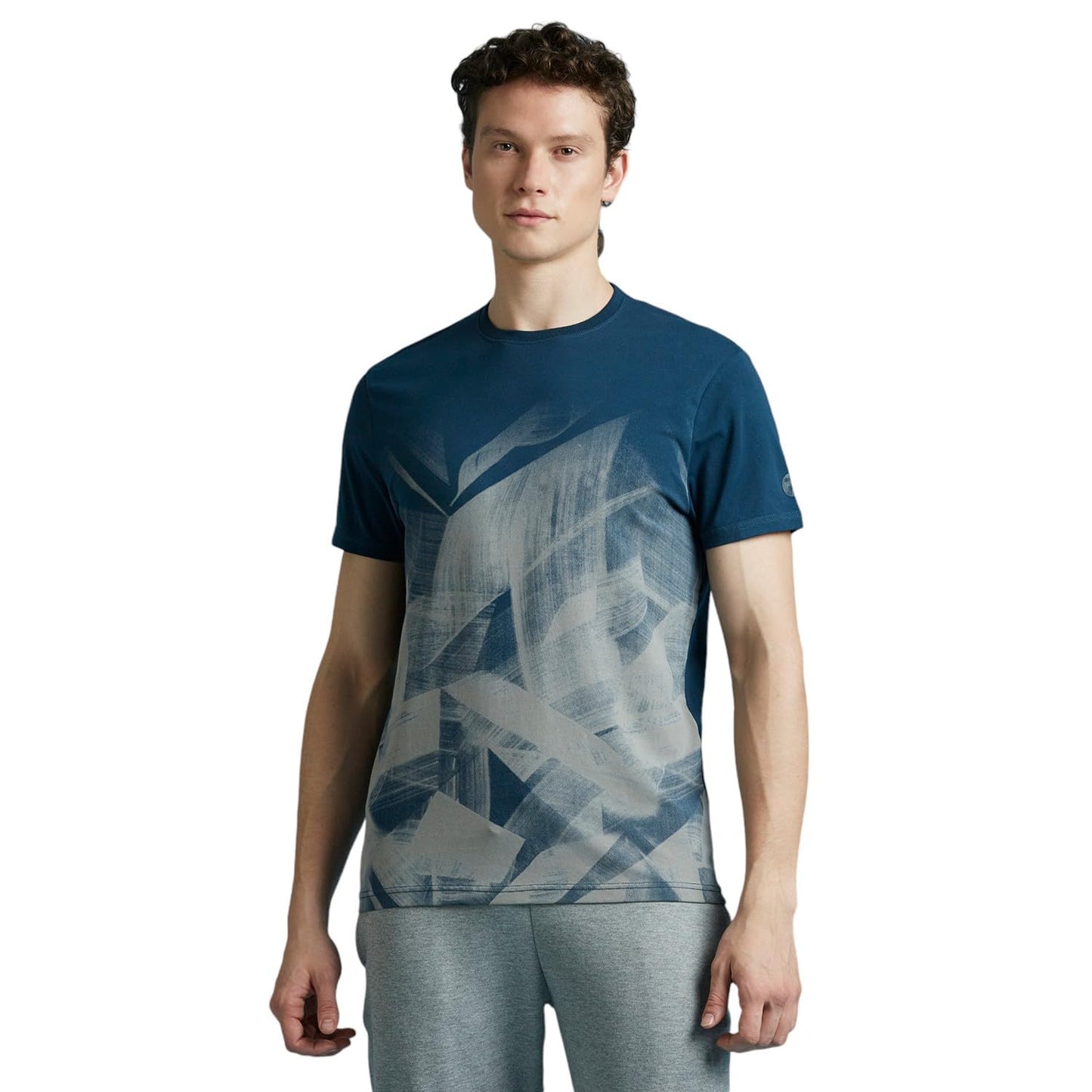 Teal Abstract Print Short Sleeved T-Shirt