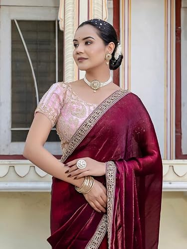 Meena Bazaar Women's Art Silk Saree | Elegant Designer Silk Saree | Soft Lightweight Traditional Ethnic Saree for Wedding, Festival, Party & Special Occasions