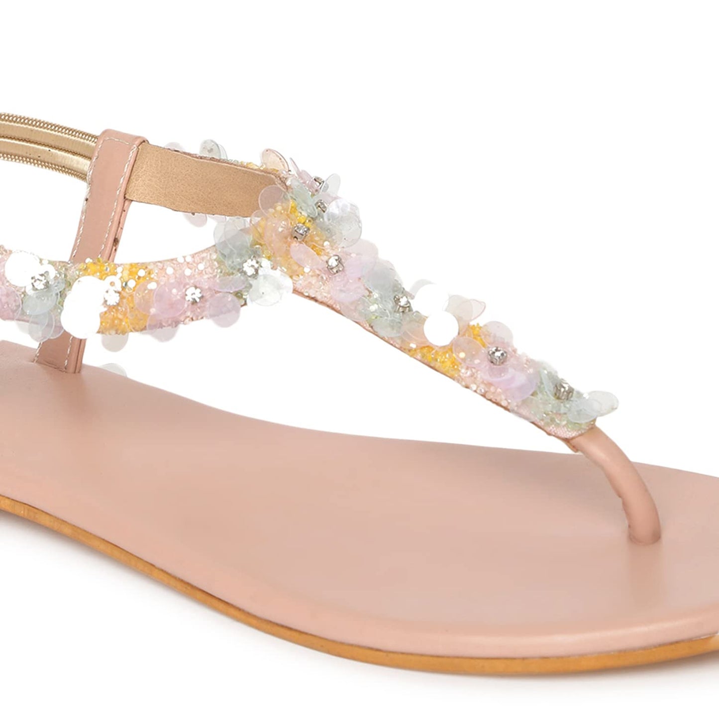 Marc Loire Women's Floral Embellished Pair of Fashion Flat Sandals (Multi, numeric_8)