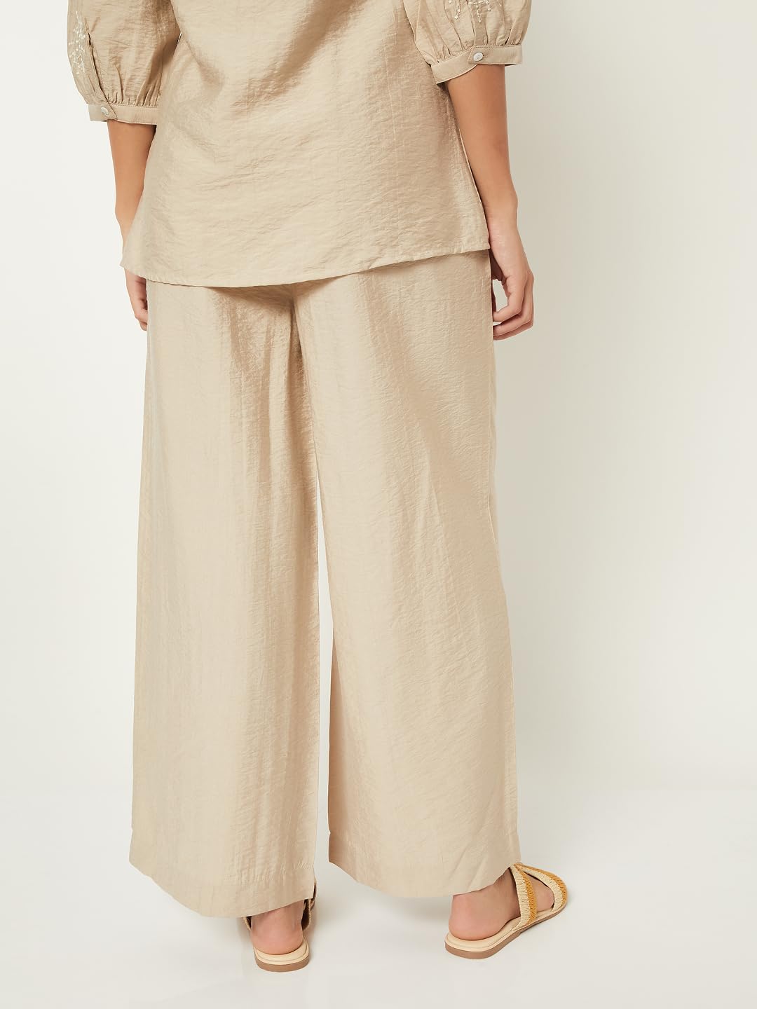 Max Women Solid Palazzo (Beige_XL)