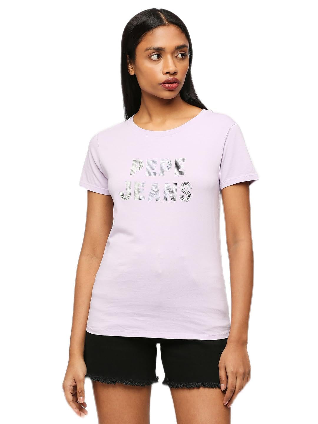 Pepe Jeans Women's Regular Fit Embellished T-Shirts