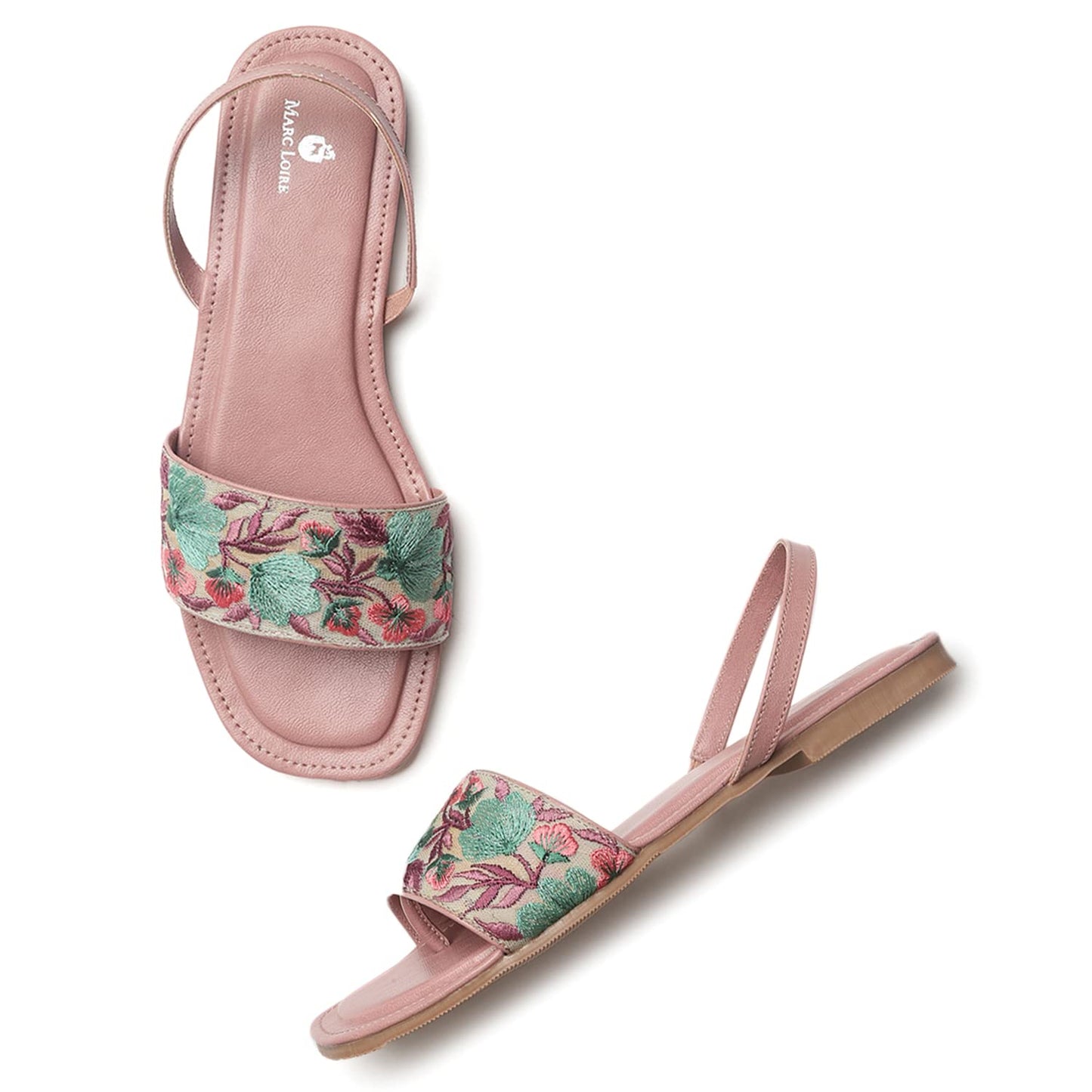 Marc Loire Women's Strawberry Open Toe Ethnic Slip-On Embellished Flat Sandals, 4 UK