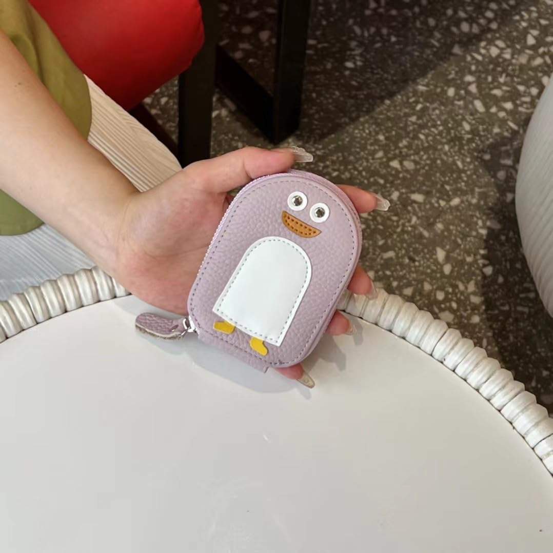 Valerie Cute Small Wallets Card Holder for Women, Mini Women Wallet with Multiple Card Slots, Credit Card Holder, Cute Penguins Design Wallet with 11 Card Slots (Purple)