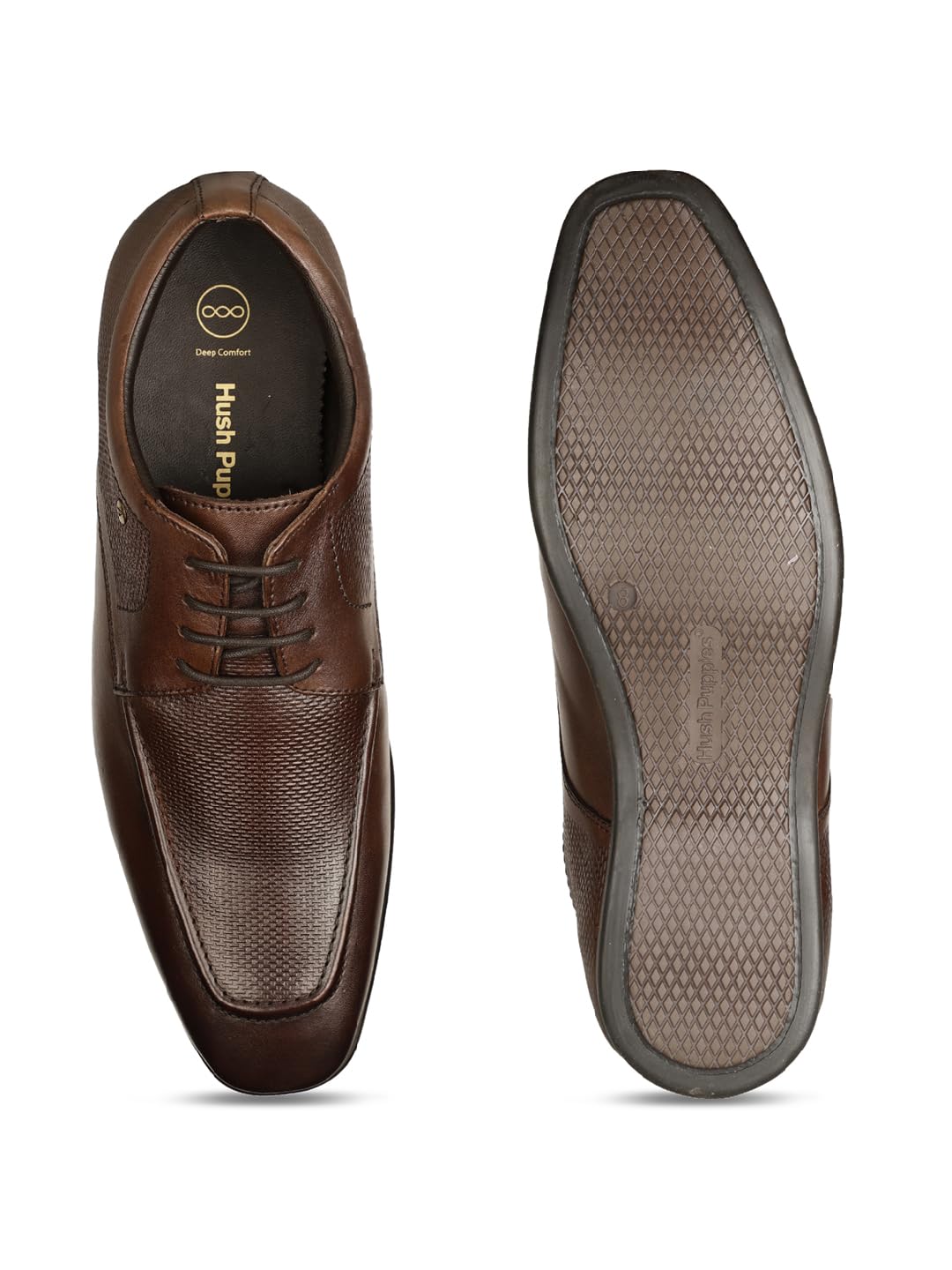 Hush Puppies Mens LOFFLER Derby E Brown Uniform Dress Shoe - 10 UK (8244825)