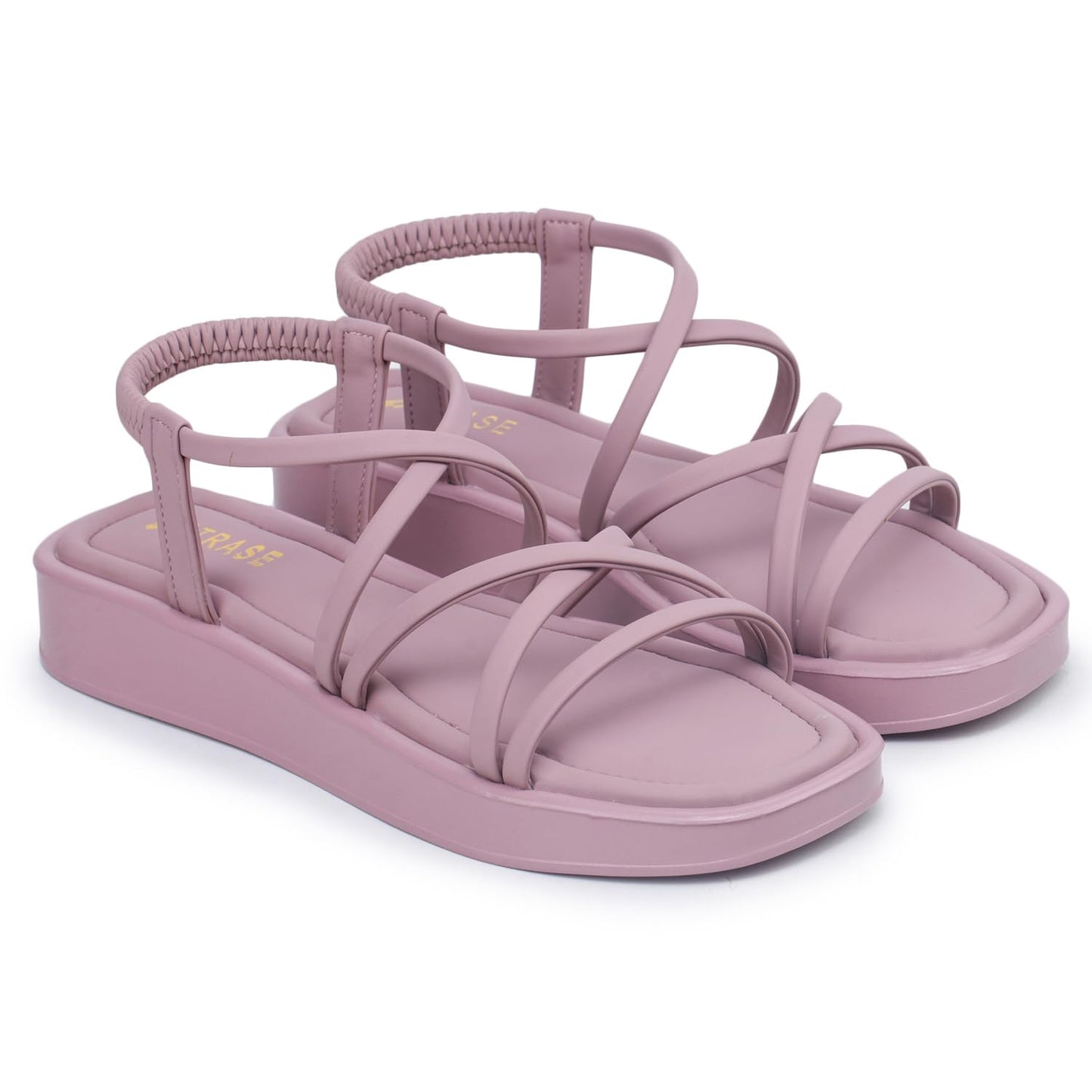 TRASE Women Slingback Sandals, Multi Straps Stylish Design, Cushioned Sole, and Lightweight for Everyday Wear (Peach, 8 UK)