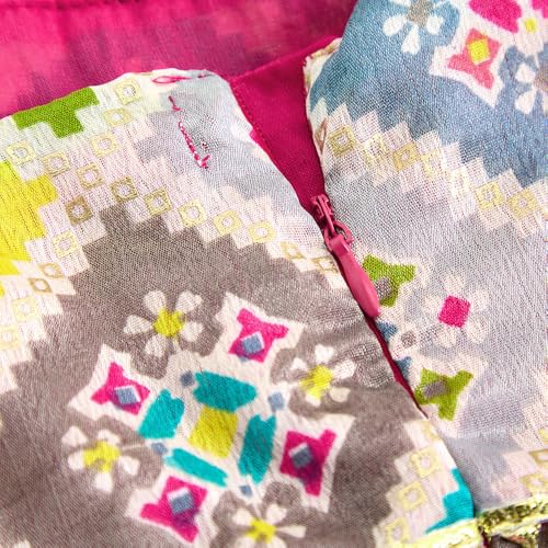 Hopscotch Girls Multi Sleeveless Lace Embellished Kurta And Dhoti For Ages(5-6 Years)