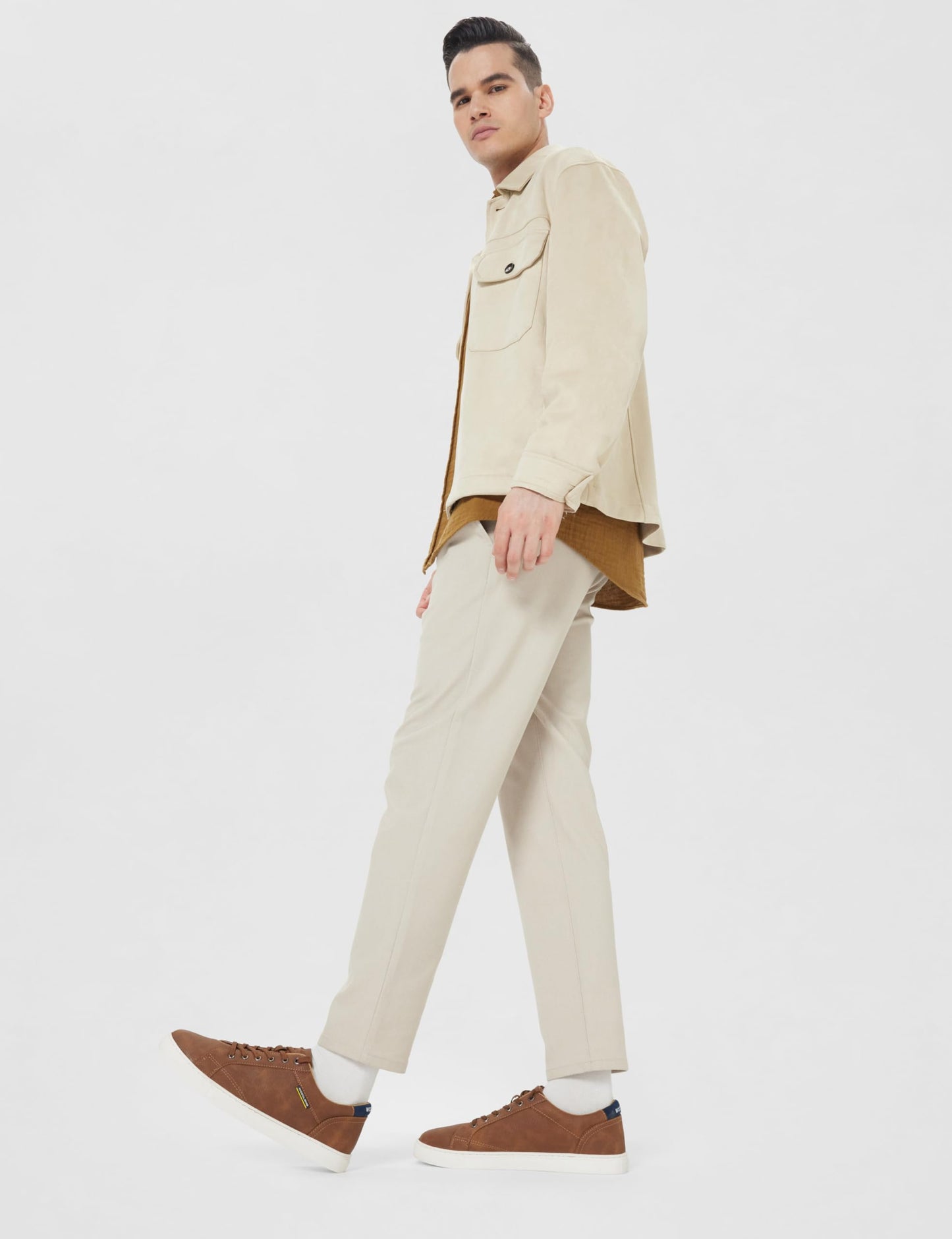 Woodland Men's Tan PU Casual Shoes-8 UK (42 EU) (SNK 4475022)