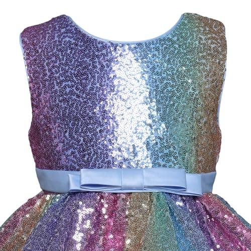 Hopscotch Girls Polly Cotton Sleeveless Sequin Embellished Party Dress In Blue Color For Ages 6-7 Years (ZHG-4183903)