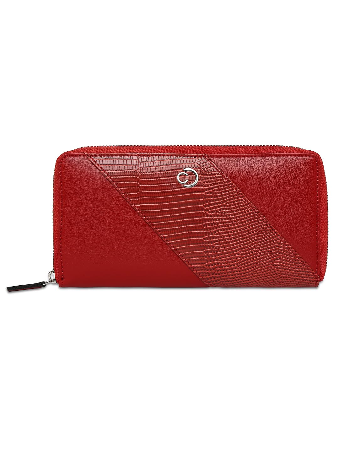 Caprese Women Faux Leather Zoey Wallet Large Zip Around Terra, Red