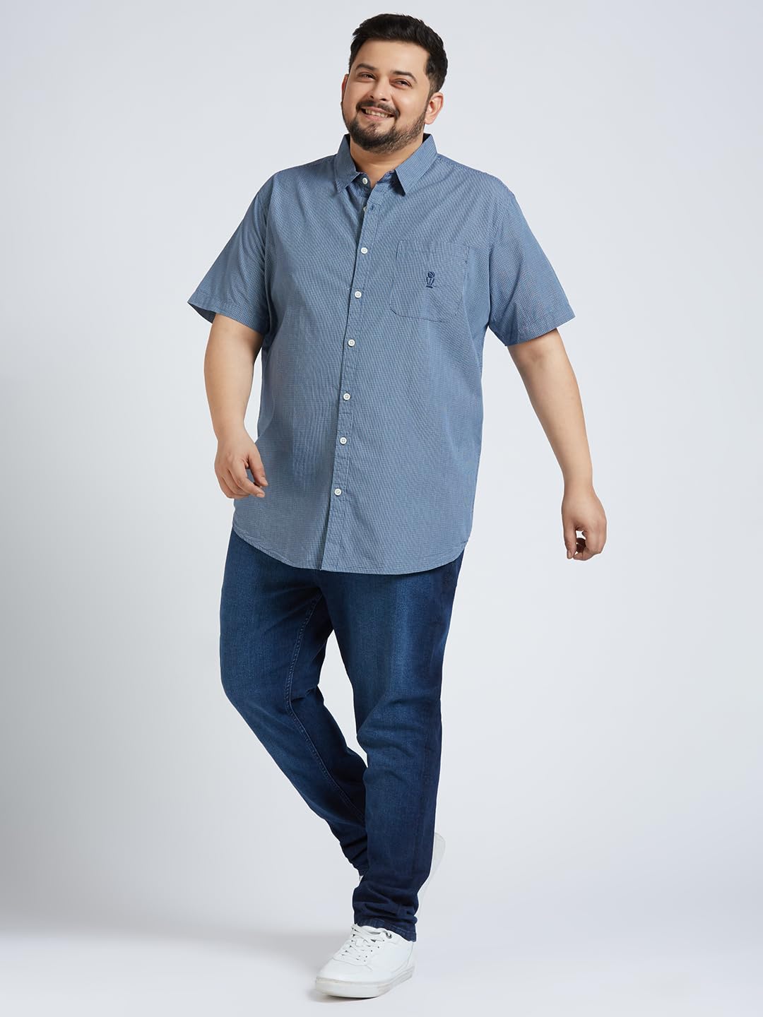 Thomas Scott Mens | Half Sleeve | Solid | Regular Fit Plus Size | 100% Cotton | Spread Collar | Casual Shirts (Available in Plus Size) (Dark Blue_6XL)