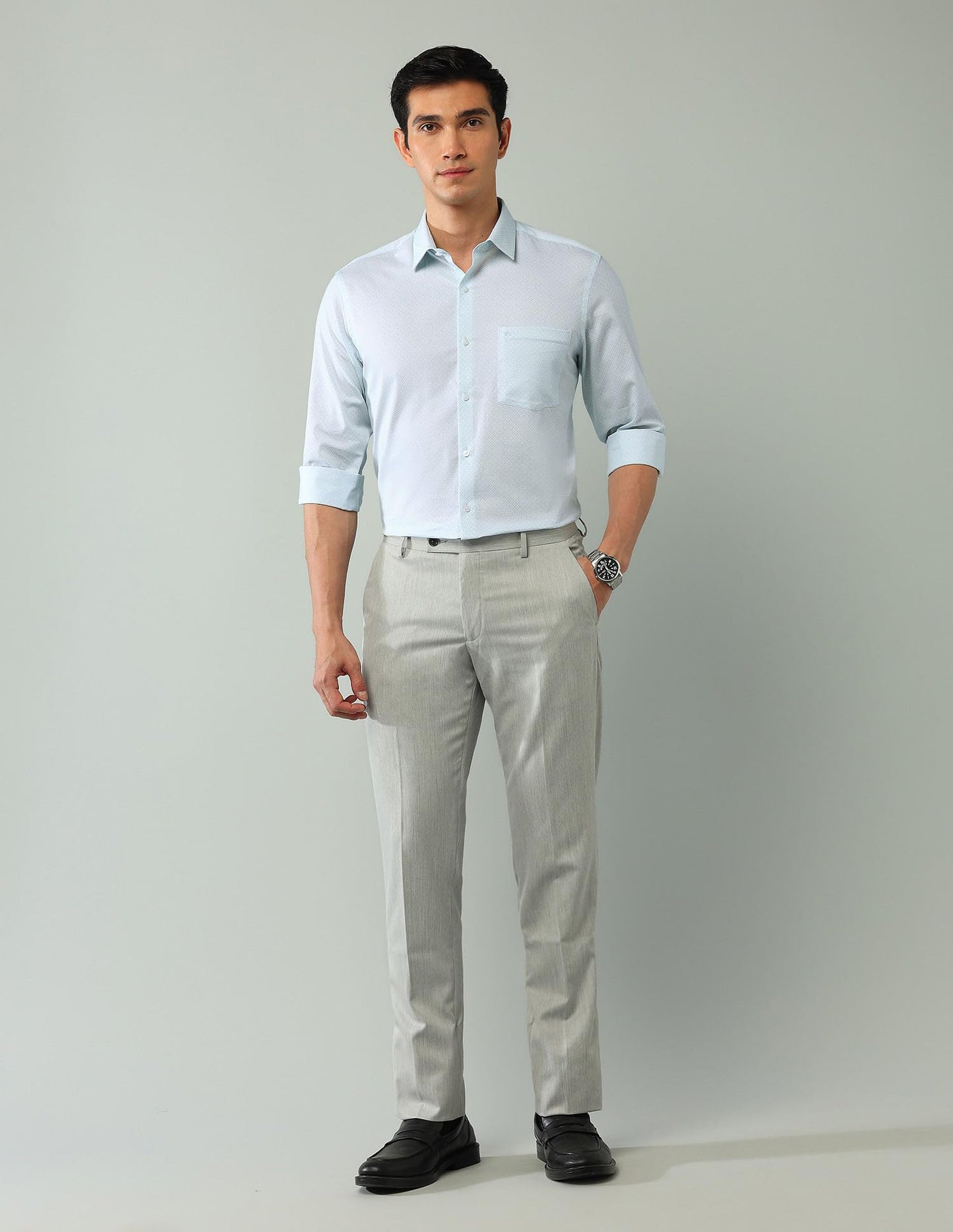 Arrow Regular Fit Twill Printed Shirt_ARAJSH0748_42 Light Green