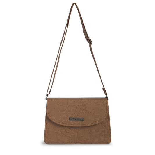 Caprese Flowy Medium Sling Bag for Women with Adjustable Strap & Magnetic Button Closure for Comfortable Wear | Versatile Handbag for Everyday Use, Travel, and Special Occasions (Brown)