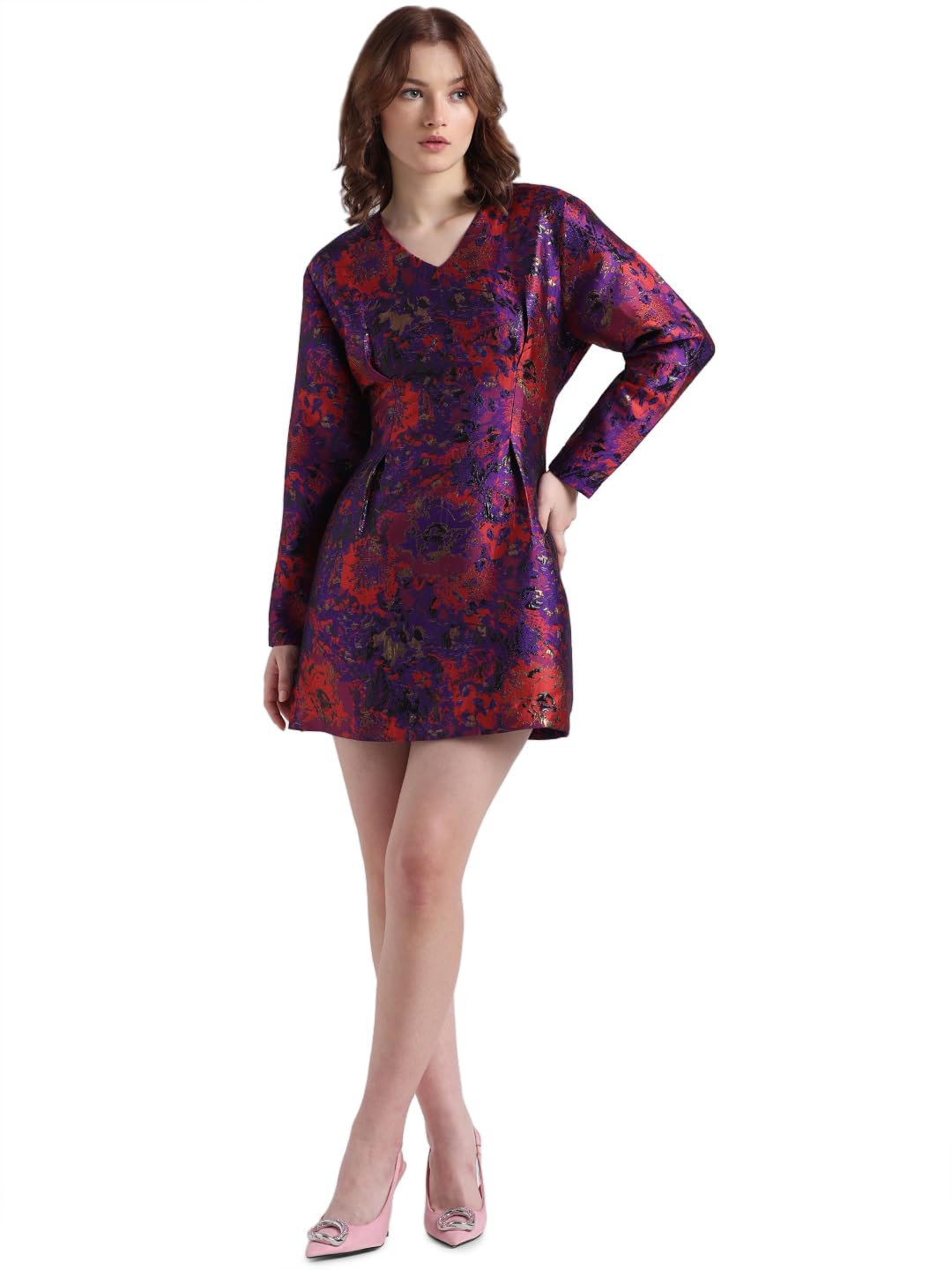 ONLY Women's Polyester A-Line Mini Dress (15320674-Purple Magic_Purple