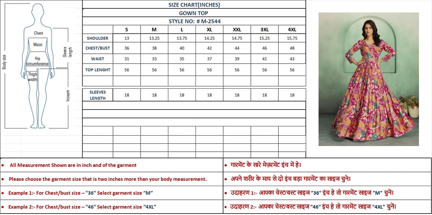 madhuram textiles Women's vetican Print with Hand Embroidery Work Anarkali Long Gown(M-2544 Pink_Medium)