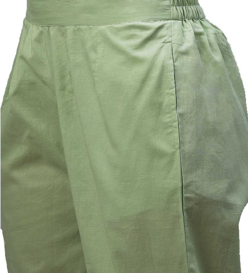 Divena Women's Cotton Anarkali Kurta Pant Set With Dupatta (DK0748-5XL_Green_5XL)