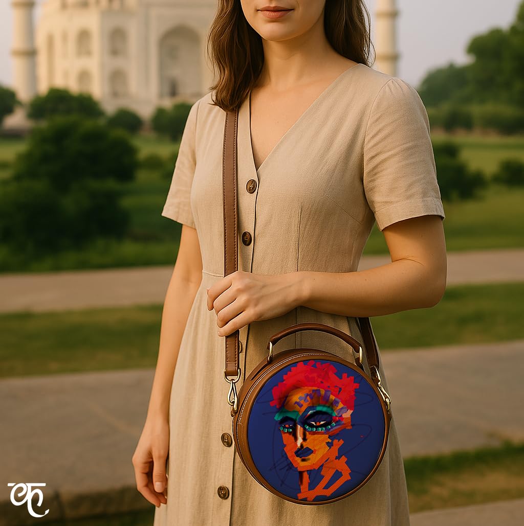 Kalankit Round Sling For Women | Girls Crossbody Bags | Side Bags With Adjustable Strap | Travel Box Sling Bags | Bold Girl